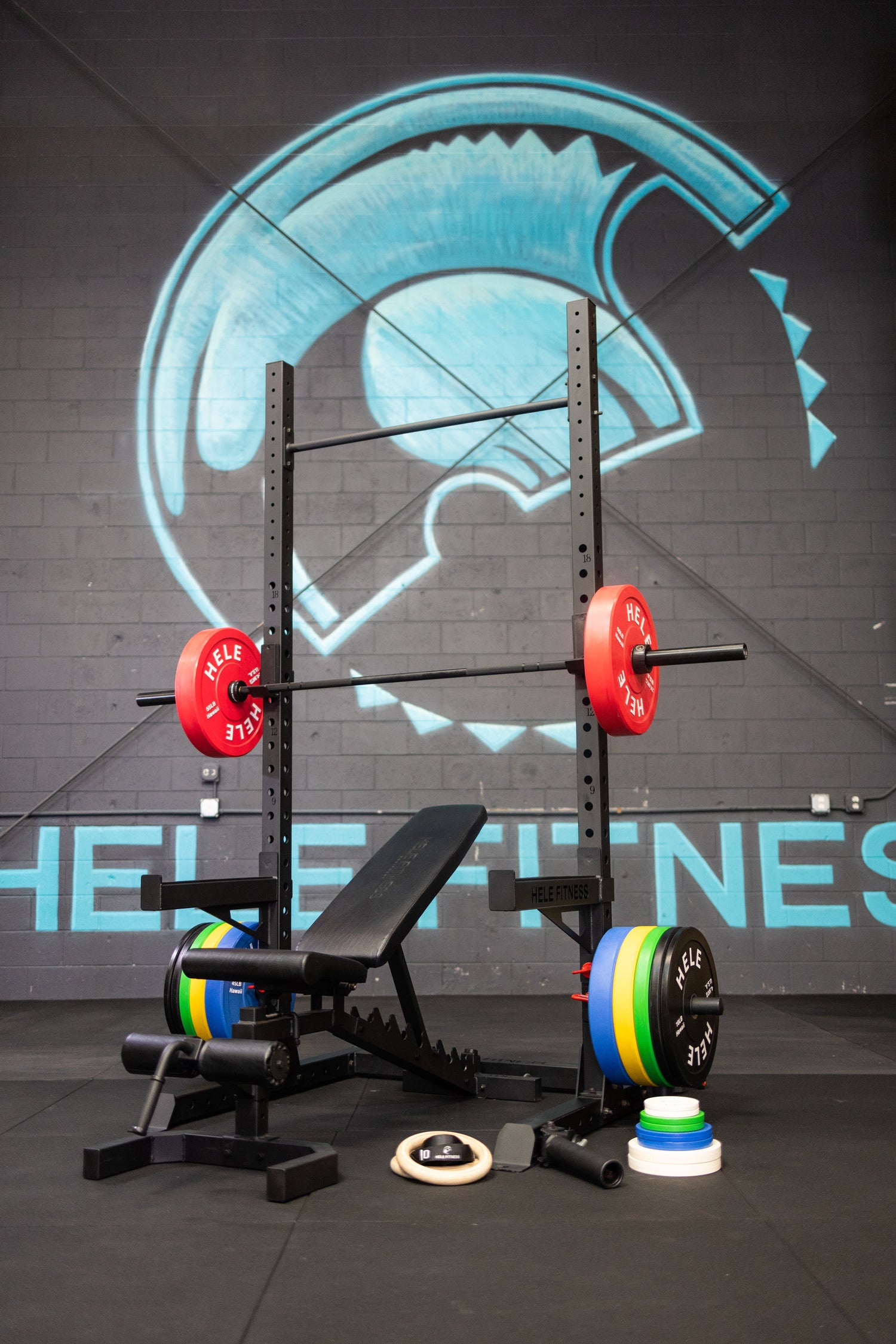 Hele home gym equipment setup